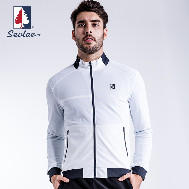 SEVLAE St. Fry fashion men's long-sleeved knitted cardigan stand collar sports sweater jacket F112695503