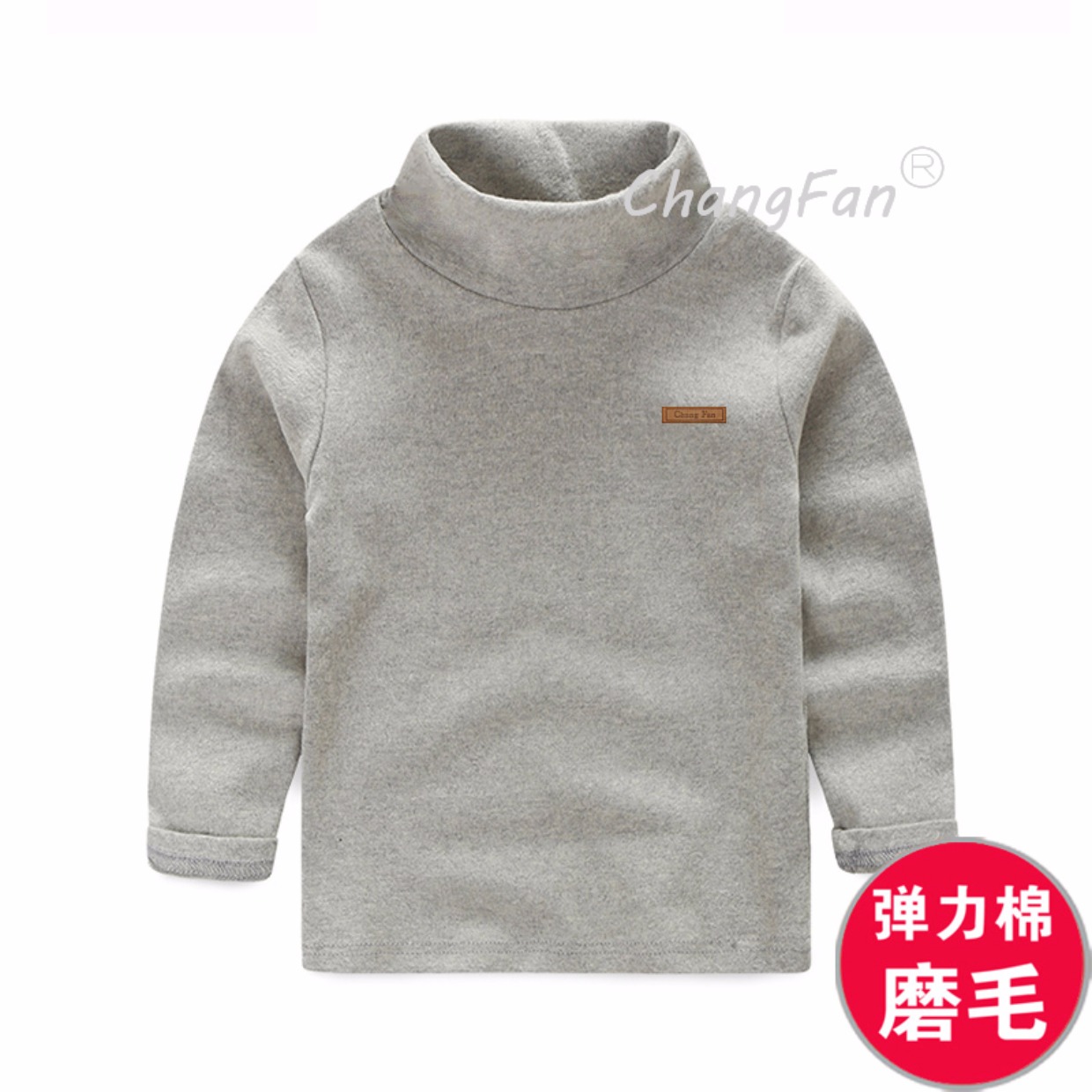 Trẻ em nửa cổ cao chạm đáy áo sơ mi nam tay dài Áo phông bé gái mùa thu và mùa đông cotton ấm áp cộng với nhung dày áo thun trẻ em đẹp