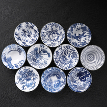 Blue and white ceramic hat Cup Cup Cup kung fu small tea cup retro Master single cup tea bowl set hand-painted under glaze full color