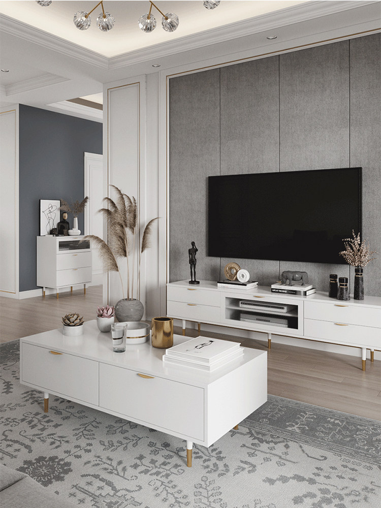 Light luxury TV cabinet coffee table combination set modern minimalist living room bedroom small apartment Nordic TV cabinet wall cabinet