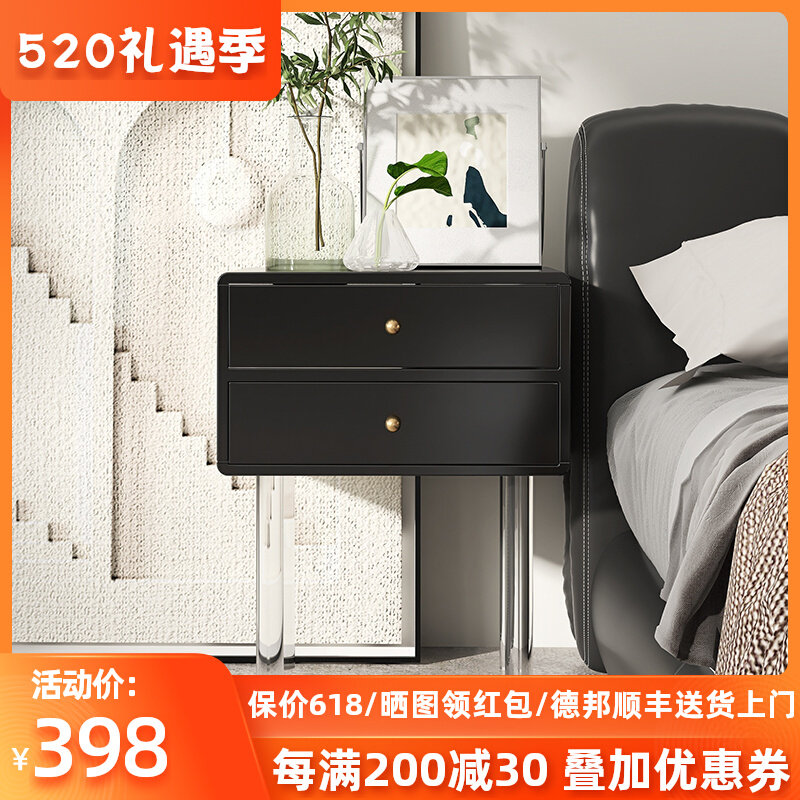 Acrylic bedside cabinet lightly luxurious modern network red transparent suspension superior bedroom small bedside collection cabinet