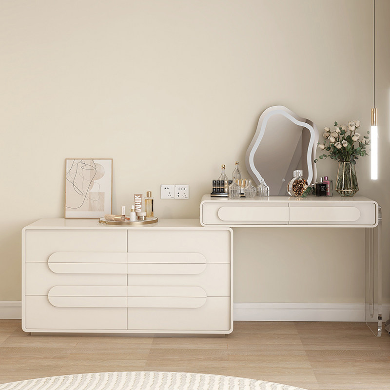 Bucket cabinet dressing table storage cabinet integrated combination bedroom telescopic corner master bedroom bed end makeup table net red cream style