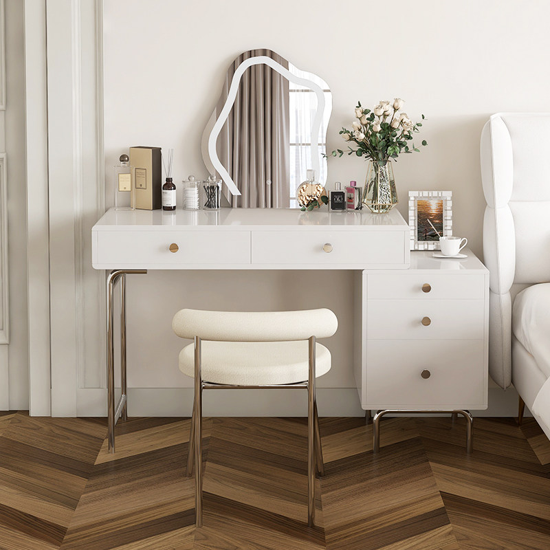 Cloud Mirror Dressing Table Cabinet One-size-fits-all Red Cream Air Stainless Steel Light Luxury Makeup Table Bedroom Cabinet