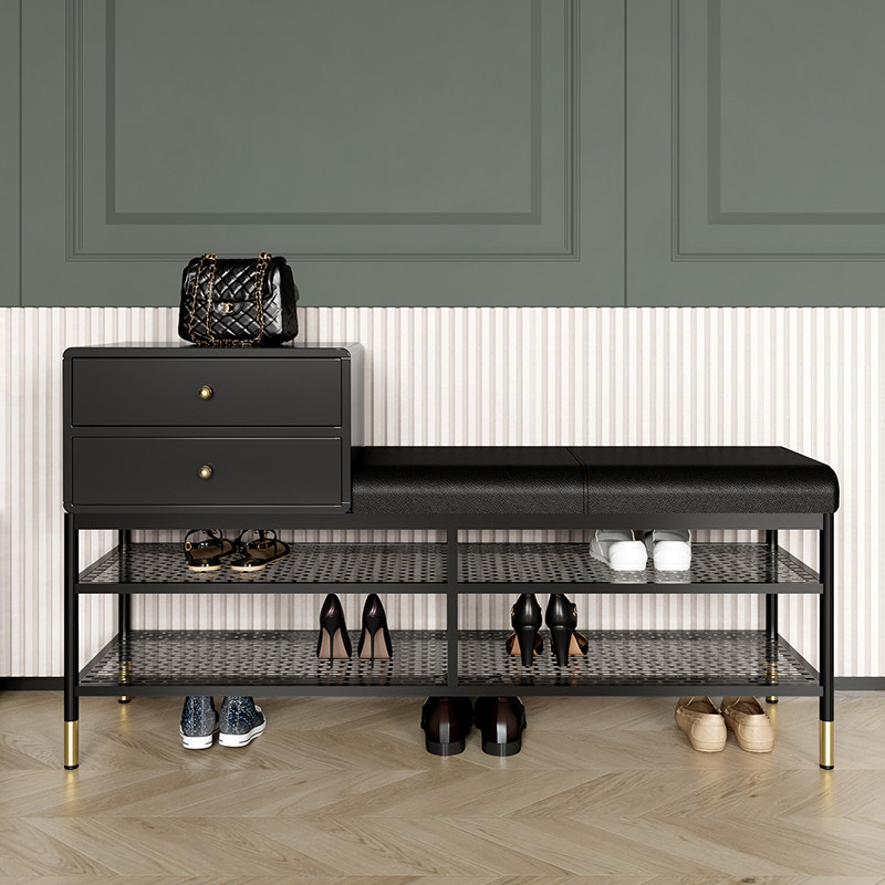 In-door swapped shoes stool cabinet Home doorway Sitting Shoe Rack Integrated Soft Bag cushion Nordic entry Shoes Stool Light Extravaganza