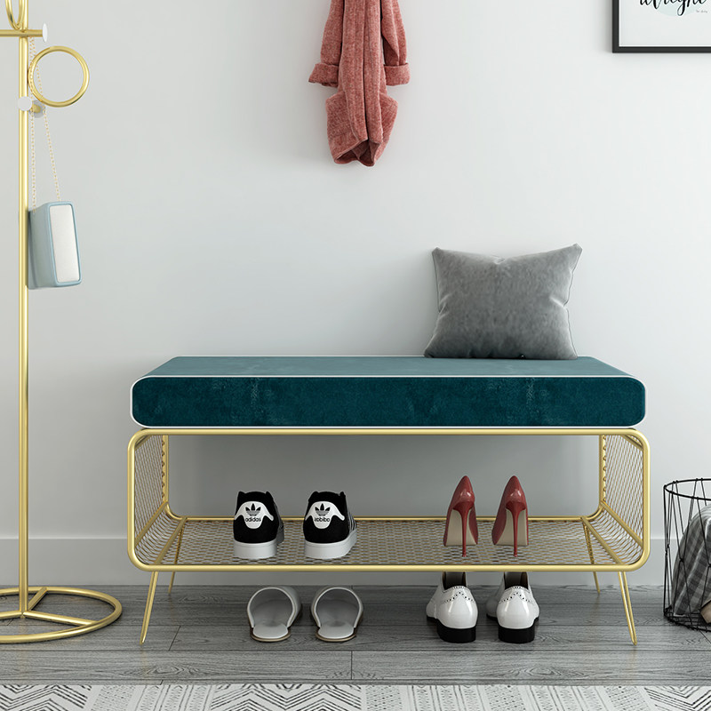 Nordic shoe changing stool home entrance can sit shoe cabinet sofa stool rectangular light luxury wearing shoe stool bench