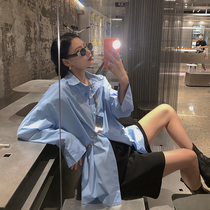 JCCC Shadow Korean Blue Shirt Women's Salt Joker Loose Jacket Long Sleeve Long Shirt