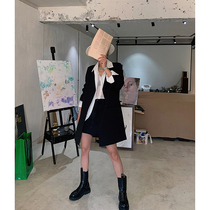 JCCC shadow black high-end casual blazer female design sense long temperament Western style outer wear clothes