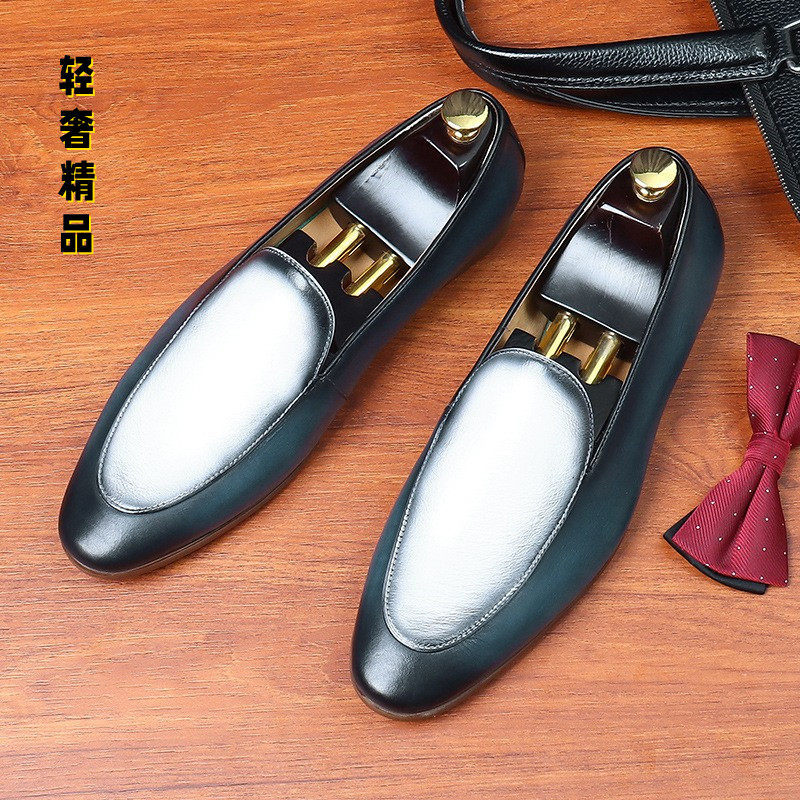 Business leather shoes men's fashion casual summer soft bottom breathable loafer shoes comfortable pedal light luxury lazy beanie shoes
