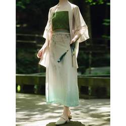 Huaqingying Han ອົງປະກອບຂອງແມ່ຍິງການປັບປຸງຂອງລາຊະວົງ Song Dynasty ແບບຈີນ cardigan ສອງສິ້ນ suspender ການເດີນທາງປະຈໍາວັນໃນພາກຮຽນ spring ແລະ summer
