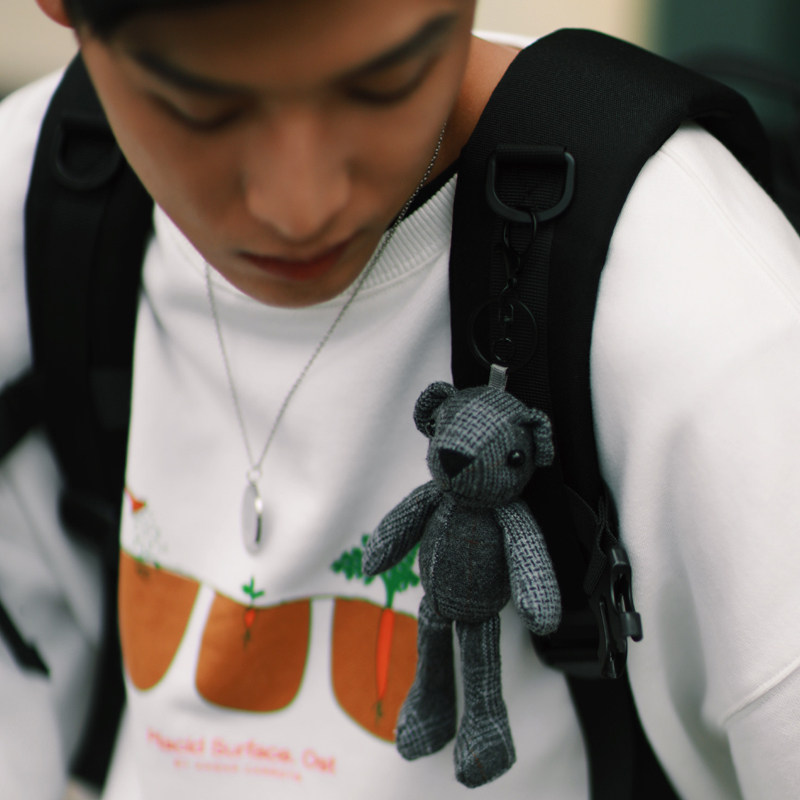 PSO Brand Limited Edition Black Blue Plaid Gray Plaid Plush Bear doll Pendant