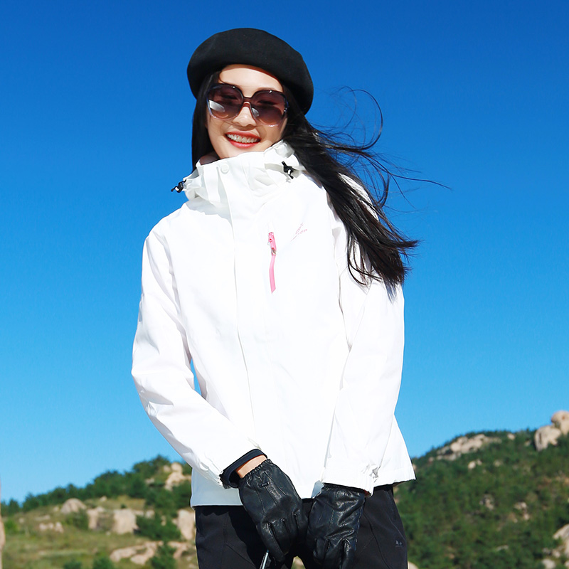 Sports Outdoor Female Lianhood windproof Anti-cold and breathable Travel Climbing Grip Suede Liner Two-in-one Anti-Splash Water Submachine Clothing