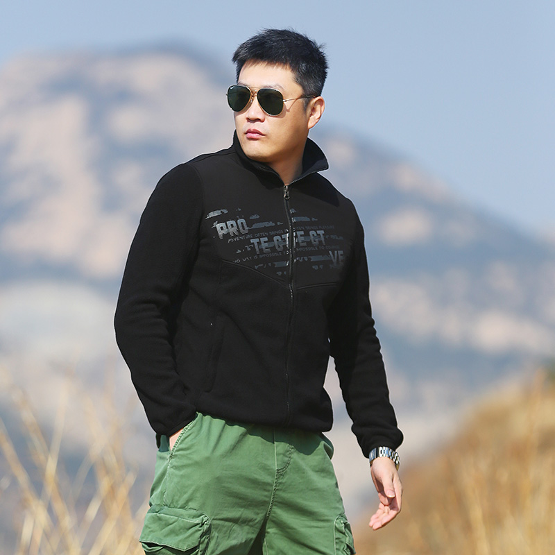 Outdoor casual fleece men's spring double-sided velvet men's thick warm Shaker jacket assault jacket liner