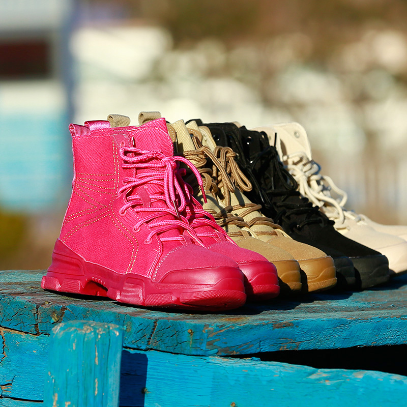 Outdoor new women's mid-barrel canvas hiking boots non-slip wear-resistant breathable travel casual shoes sneakers