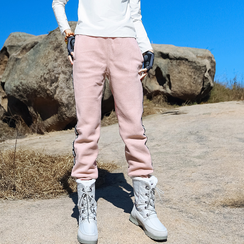 Sports outdoor new women fashion casual thickened warm outing camping mountaineering hiking charge soft shell fleece pants
