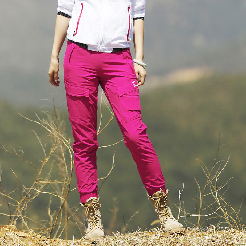Outdoor new women's elastic breathable quick-drying nine-point pants Hiking mountaineering travel casual pants tooling quick-drying pants