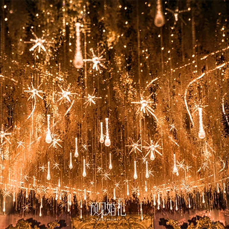 Wedding props ceiling decoration water drop chandelier sea urchin jellyfish crystal lamp acrylic star string light aerial pendant