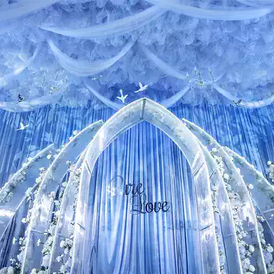 Wedding props top decoration cloud shape S-shaped hanging ceiling yarn wedding stage cloud top yarn hanging ceiling ceiling gauze scene layout
