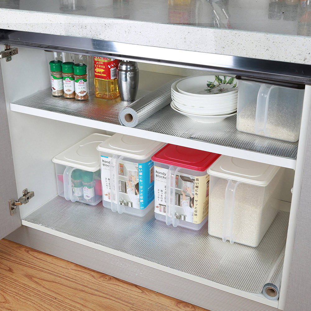 Cabinet drawers pad paper tin paper stickers kitchen waterproof clothing cabinet aluminum foil laying paper kitchen anti-greaseproof cushion aluminum film 