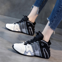 Hong Kong high-top old shoes womens ins trend 2021 autumn and winter new leather plus velvet all-match casual height-increasing sneakers