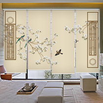 New Chinese roller curtain Living room room partition curtain Office screen curtain Lifting electric curtain Bamboo curtain Curtain hanging type