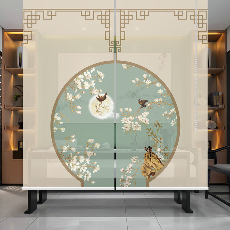 Chinese style roller blinds curtains retro meditation Chinese wind lifting free of perforated kitchen Ramen curtain subpartition Screen hanging