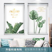 Household hand-drawn roller blinds Bathroom door curtains partition lifting full shading bathroom curtains Waterproof non-perforated roll-pull type