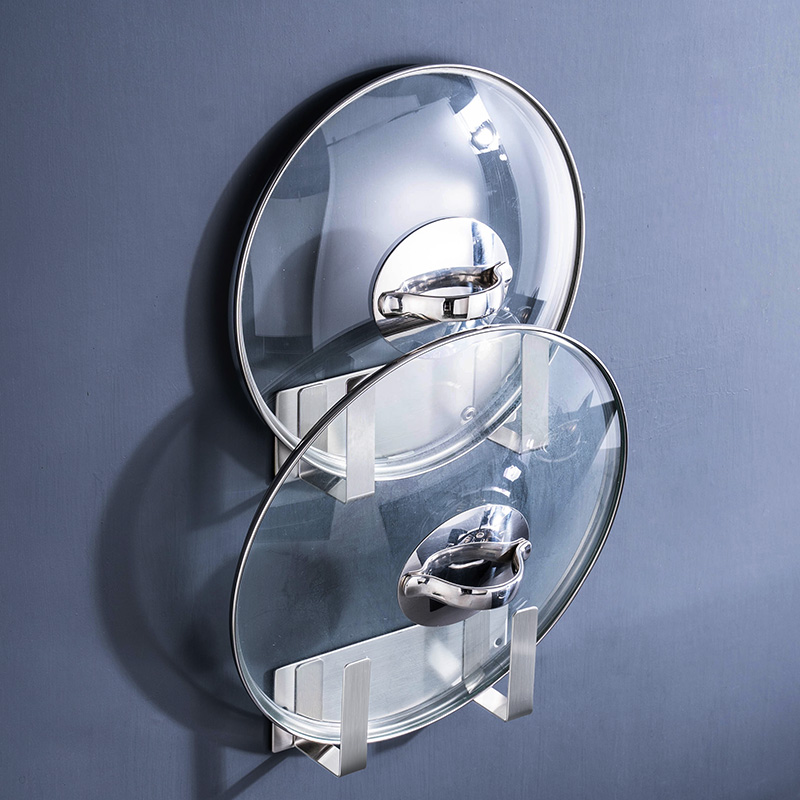 Put the pot lid artifact cutting board rack pot lid rack hanging pot lid rack free punching kitchen pot lid rack wall hanging free punching