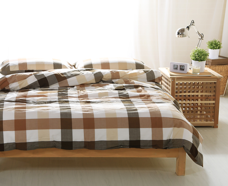 Nhật bản phong cách cotton linen lưới nhỏ rửa sạch bông đơn giản ba hoặc bốn bộ cotton quilt cover màu rắn tấm ga trải giường 笠 bộ đồ giường