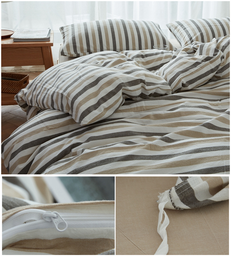 Nhật bản phong cách cotton linen lưới nhỏ rửa sạch bông đơn giản ba hoặc bốn bộ cotton quilt cover màu rắn tấm ga trải giường 笠 bộ đồ giường