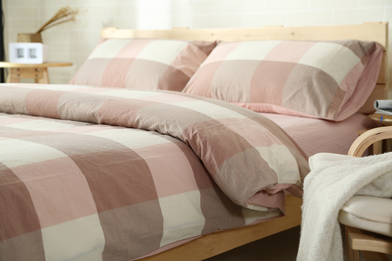 Nhật bản phong cách cotton linen lưới nhỏ rửa sạch bông đơn giản ba hoặc bốn bộ cotton quilt cover màu rắn tấm ga trải giường 笠 bộ đồ giường