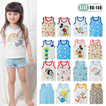 Sun-series pure cotton male and female child clothes Summer thin section Round Collar Baby Children Knit Vest Cartoon Casual Breathable Blouse