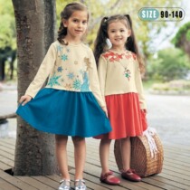 Export Japan Thousand children Spring-autumn season pure cotton cartoon casual little girl Liandress Long sleeves foreign air princess dress