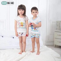 Day-series childrens clothing male and female children Summer pure cotton slim fit Short sleeves shorts suit children casual cartoon cartoon home clothes