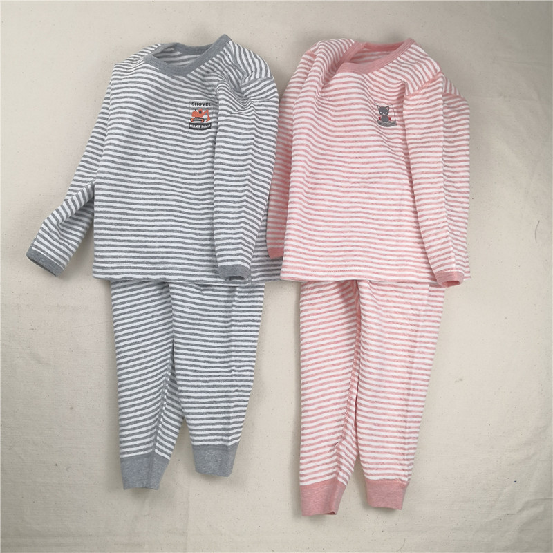 Autumn and winter baby baby 1-7 years old air cotton children's warm underwear set cotton boy pajamas women's home clothes