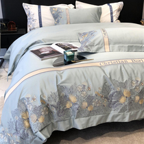 New product minimalist light and luxurious 120 long suede cotton four pieces full pure cotton linen Ogasawara Garden Wind Bed bedding