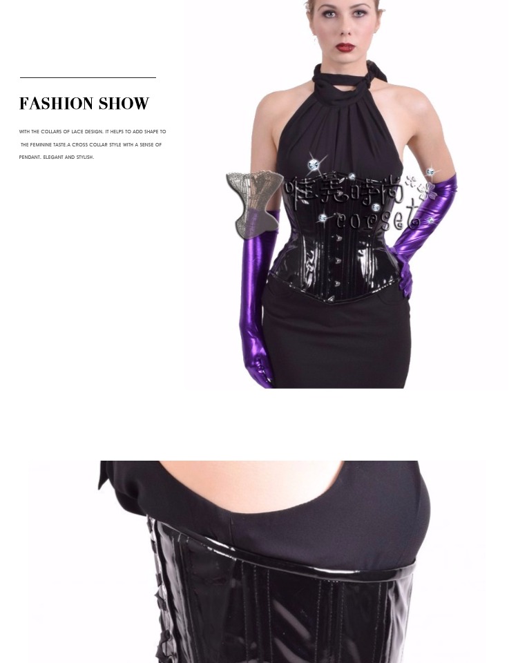 Bằng sáng chế da ngắn phần eo mạnh mẽ corset gothic thép xương corset tòa án cơ thể định hình vest corset đồ lót phụ nữ