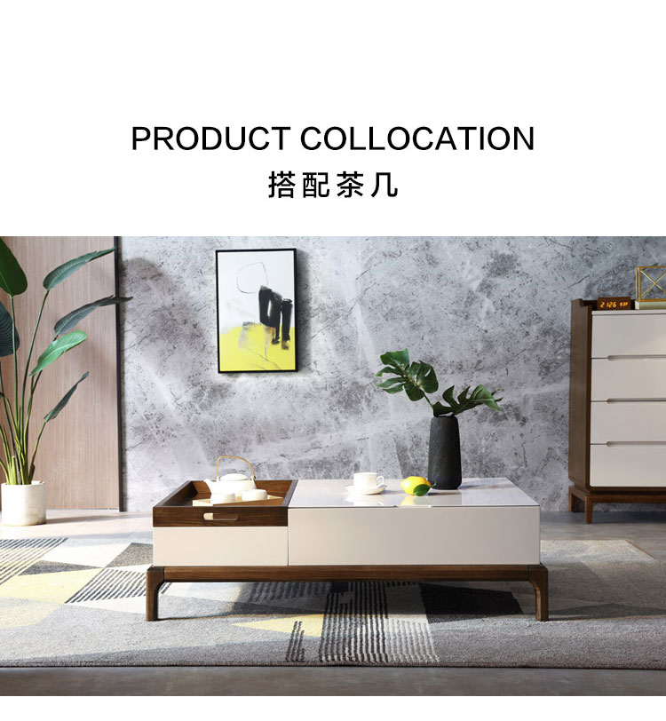 Nội thất của Lin Bàn cà phê Bắc Âu khung gỗ chắc chắn căn hộ nhỏ phòng khách đơn giản máy pha trà bàn lưu trữ bàn trà lưu trữ BA1L - Bàn trà bàn dài phòng khách