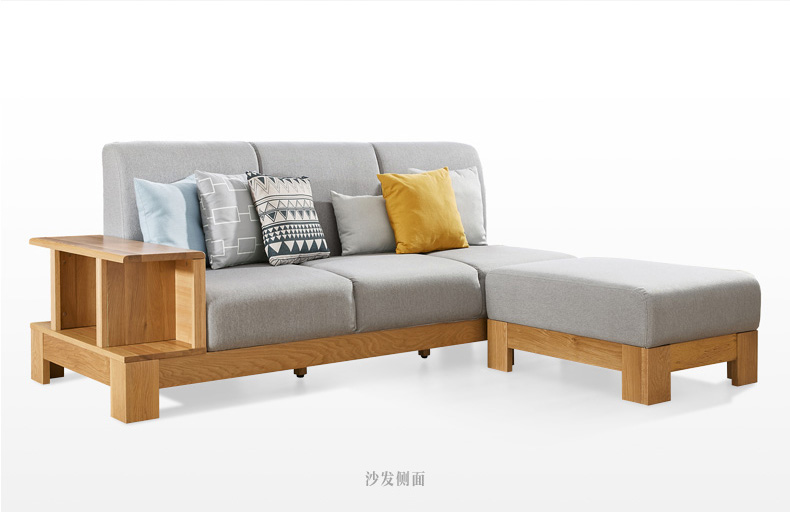 Bắc âu vải gỗ rắn sofa phong cách Nhật Bản nhỏ phòng khách bằng gỗ sồi trắng sofa kết hợp đồ nội thất CR2K