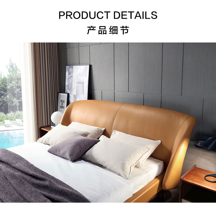 Lim nội thất hiện đại da bò nhỏ gọn giường da giường đôi 1,8 m giường RAV1A giường hôn nhân master bedroom - Giường giường tầng giá rẻ