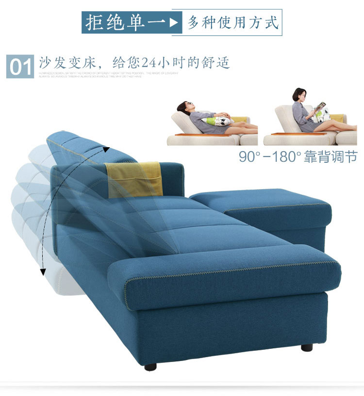 Lin vải nội thất sofa hiện đại nhỏ gọn căn hộ nhỏ phòng khách ba Bắc Âu lưu trữ kết hợp giường sofa 1004 - Ghế sô pha sô pha