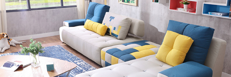 Lin của đồ nội thất phòng khách sofa vải căn hộ nhỏ phong cách Địa Trung Hải hiện đại nhỏ gọn sofa giường 984