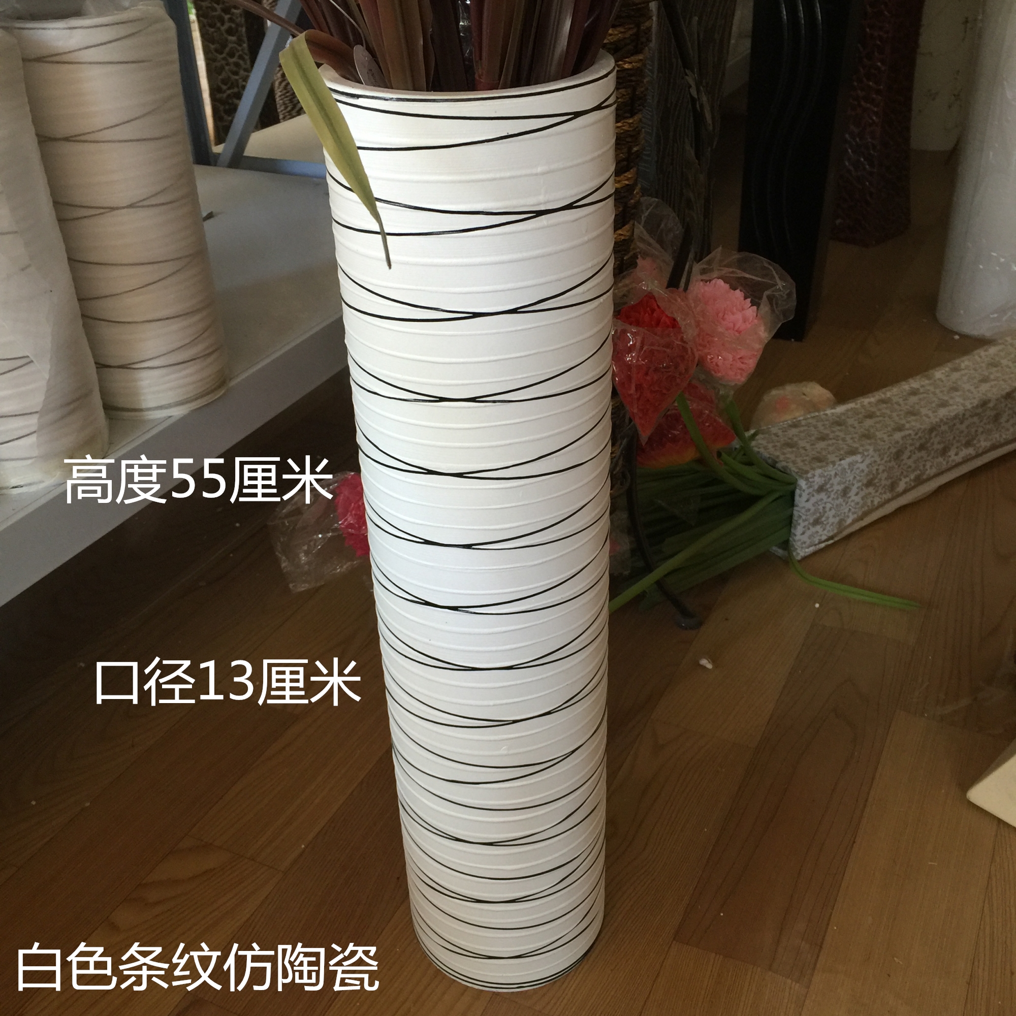 Gỗ rèn sắt giả gốm sàn bình lớn phòng khách phòng ngủ hoa khô cắm hoa trang trí nhà trang trí hoa trang trí - Vase / Bồn hoa & Kệ chậu đất trồng lan