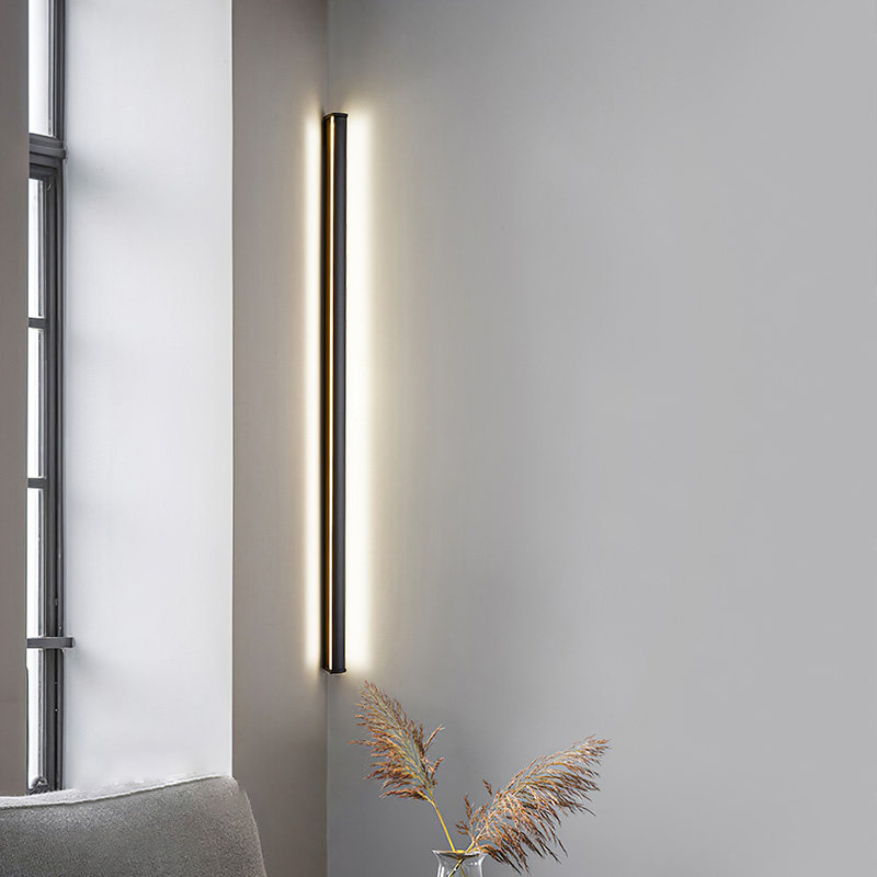Minimalist long strip corner wall lamp Nordic living room bedroom background wall atmosphere lighting creative led wall lamp free of wiring