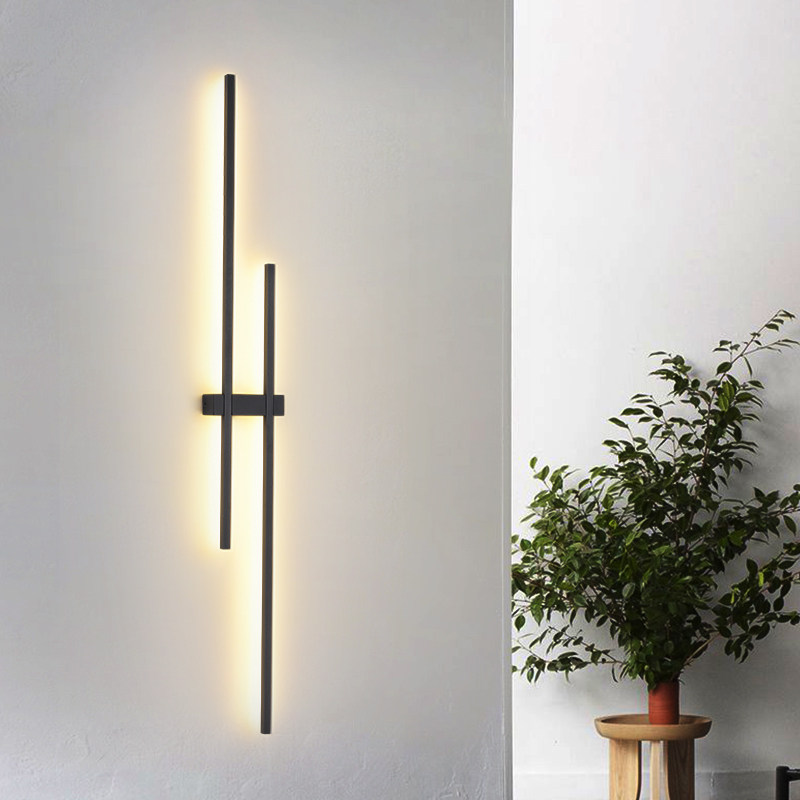 Minimalist wall lamp Creative living room background wall light led line atmosphere light Nordic long strip bedroom bedside wall light
