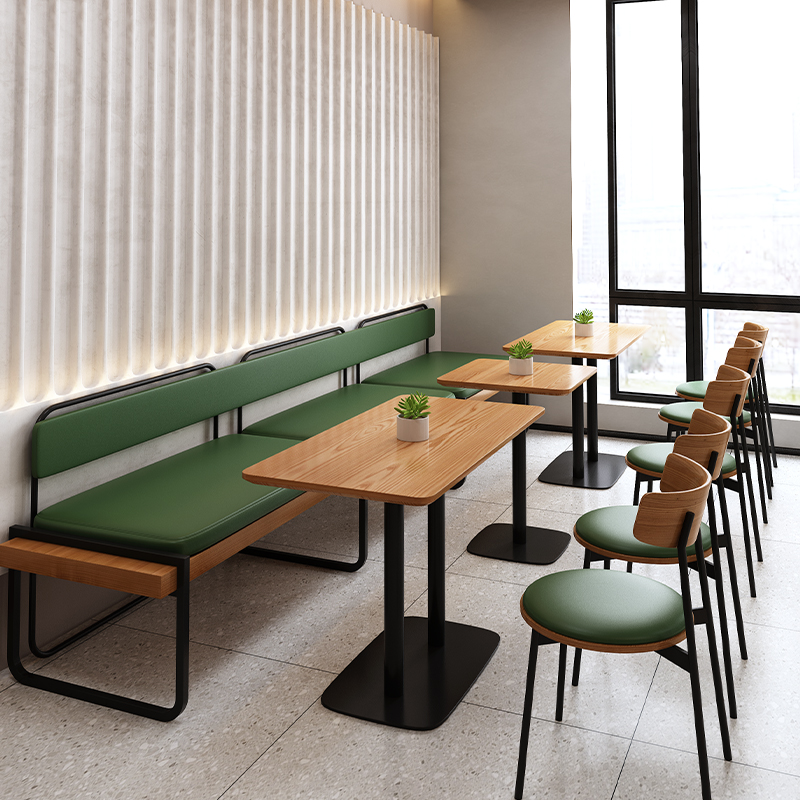 Cafe tables and chairs combined red milk tea shop table high-end card seat sofa stool commercial customization negotiation sofa table