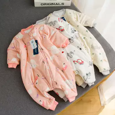 Soft cute baby sleeping bag autumn and winter thick pure cotton baby split leg sleeping bag children child child anti kicking quilt can