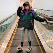 Girl autumn and winter plus velvet thick coat 2021 new foreign children three-in-one detachable assault jacket