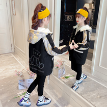 Girls autumn and winter plus velvet thickened jacket 2021 new foreign style fashionable childrens clothing fashion Parker clothing