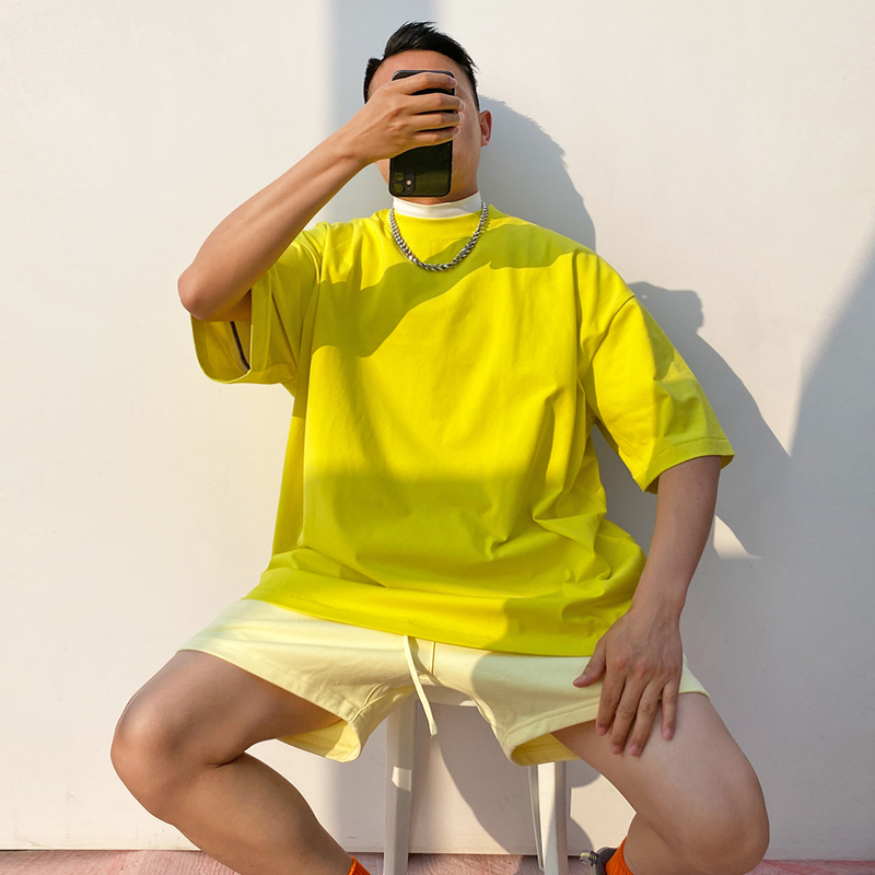 Shanwu 26 Spring/Summer New T-Shirt 230g Basic Short Sleeve Colorful Loose T-Shirt for Men and Women Couple Pink