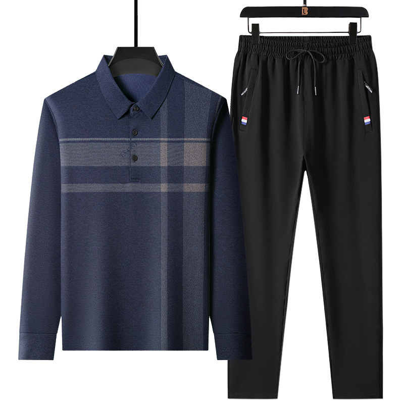 Dad's Autumn Outfit, Spring and Autumn Long-Sleeved T-Shirt, Men's Autumn Casual Polo Shirt, Middle-Aged and Elderly Clothing for 50-60 to 70-Year-Olds